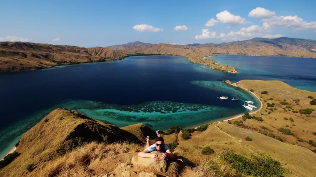 hanging from the edge of mountain komodo national park