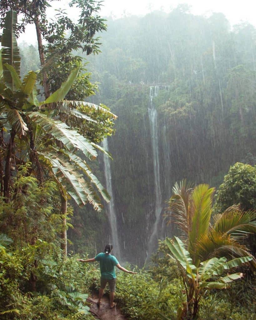 sekumpul waterfall bali in the rain